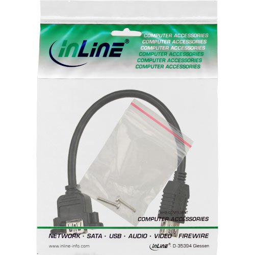 InLine 33445F Adaptor Cable 0.2 m A Female to A Panel Jack USB 3.0, Black - Image 2