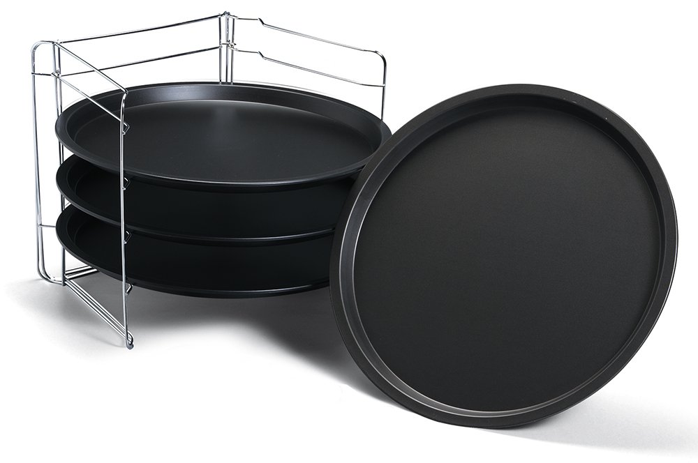Guardini 27535R Set of Four Pizza Pans and Steel Rack, 4 Tegami 32 cm, Black - Image 2