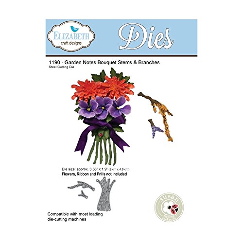 Elizabeth Craft Designs Bouquet Stems and Branches Die, Metal, Grey, 20.6 x 13.2 x 0.1 cm