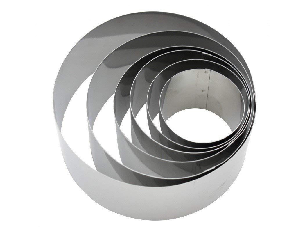 Fackelmann Set of 6 Professional Steel Cake rings, Silver, 5/6/7/8/10/12 x 4.5 Cm - Image 2