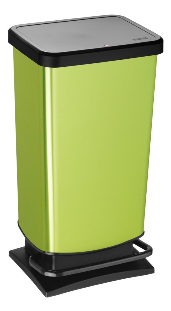 Rotho, Paso, Dustbin 40l with pedal and lid, Plastic (PP) BPA-, green metallic, 40l (35,3 x 29,5 x 67,6 cm)