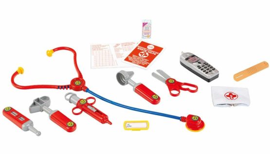 Theo Klein 4350 Doctor's Case with Mobile Phone I Robust case with stethoscope, syringe and much more I With battery-powered mobile phone with sound I Dimensions: 27 cm x 24 cm x 10 cm I Toy for children aged 3 years and up - Image 3