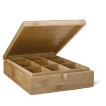 Bredemeijer Tea Box 9-compartments Bamboo whitehout Window, Brown, 271x221x79mm