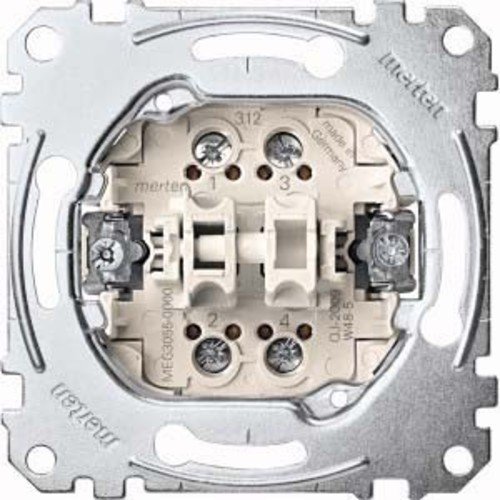 Merten MEG3055-0000 Double Switch Insert, 2 N/O Contacts 1-Pole, 10 A, AC 250 V, Screw Lift Terminals, Multicolor