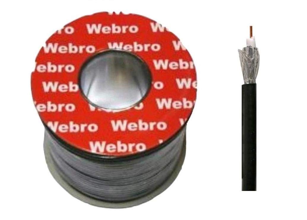 Webro RG6 50m Digital Coaxial Cable for Aerial and Satellite TV - Black, 50 meters