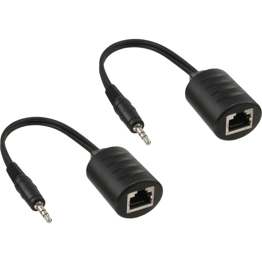 InLine 89002 Passive RJ45 Audio Adaptor (Pack of 2), 2x, black