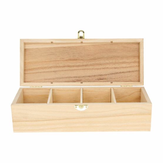 Artemio Wooden Tea Box with 4 Cases, 27 x 10.5 x 8 cm, Beige - Image 2