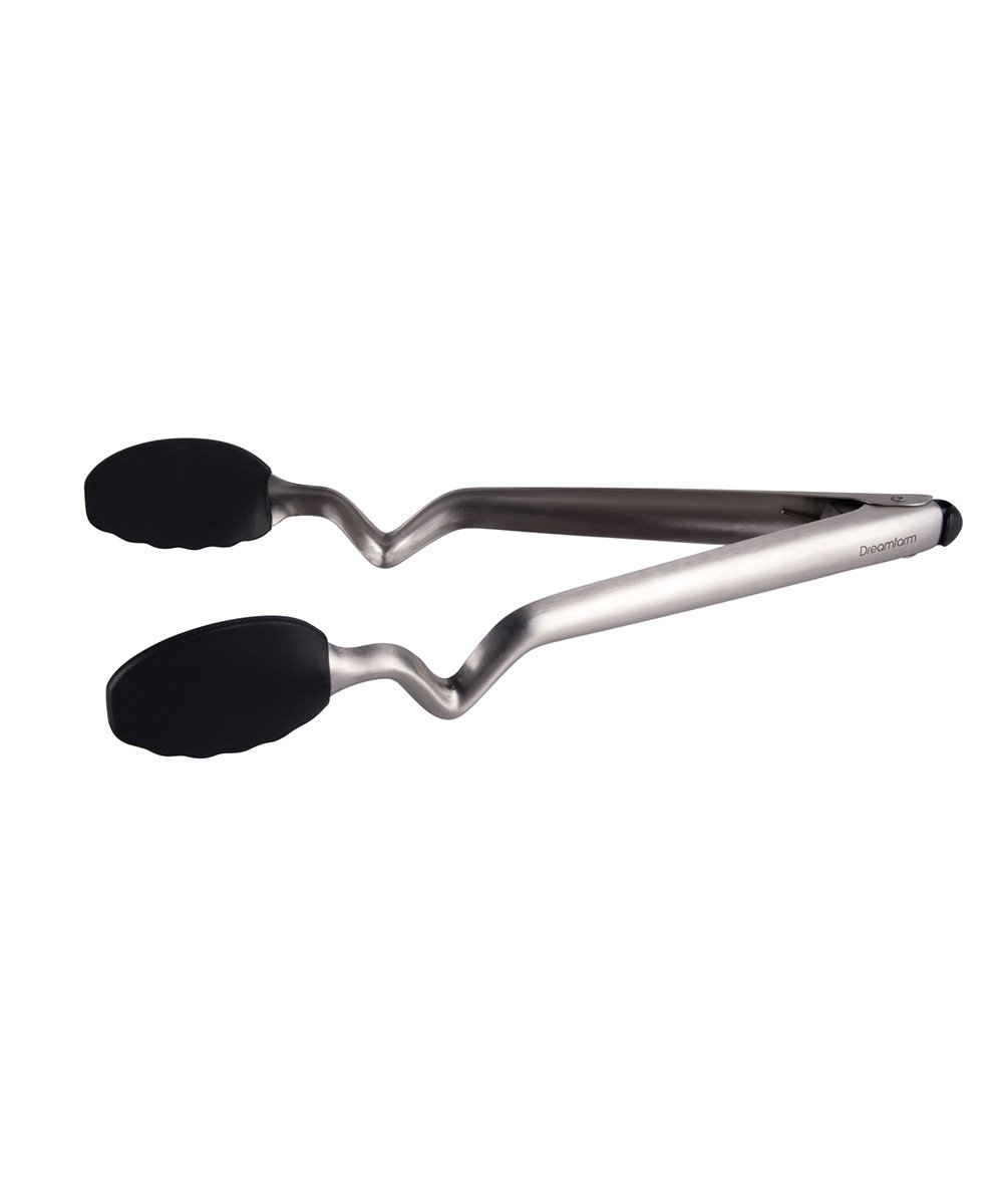 Dreamfarm Clongs Grippy Silicone & Stainless Steel Kitchen Cooking Tongs with Click-Lock Open & Close - 12" Black - Image 3