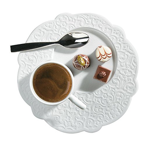 Alessi Dressed Porcelain Mocha Cup with Relief Decoration, White, 5.5 cm - Image 2