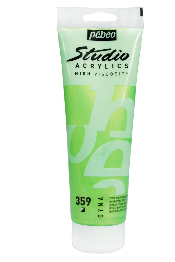 Pébéo High Viscosity Studio Acrylic Paint 250 ml Tube dyna vert jaune iridescent, Iridescent Green Yellow, 250 ml (Pack of 1)