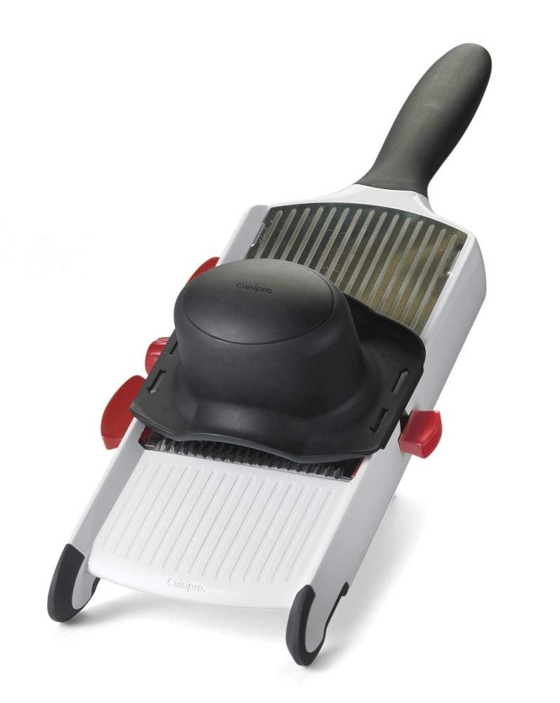 Cuisipro Handheld Mandoline with 3 Blades, 2 Thickness, Stainless Steel, Hand Guard Included, Dishwasher Safe - Image 2