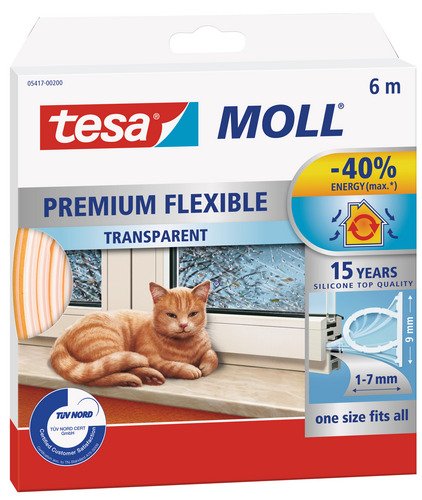 tesa INSULATION Weatherstrip Premium, Sealing Tape, Self-adhesive Silicone Seal for Insulating gaps on windows and doors