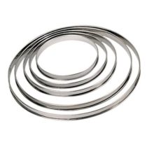 DE BUYER Circular Tart Frame with Rolled Edge, Stainless Steel, Height 2cm Diameter 12 cm, Stainless Steel, other, 16 cm