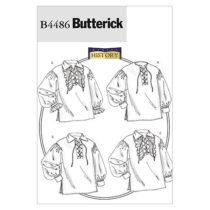 Butterick Patterns B4486 Size XM-Small-Medium-Large Mens/Misses Shirt, Pack of 1, White