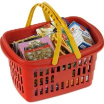 Theo Klein 9693 Shopping basket, filled I Robust basket with sturdy handles I Incl. 21 accessory boxes I Dimensions: 27 cm x 18 cm x 13.5 cm I Toys for children aged 2 and over