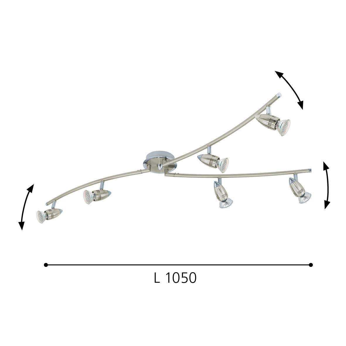 Eglo LED Ceiling Lamp Magnum LED, 6-Light Ceiling Fixture, Metal Spotlight, Living Room lamp in Matte Nickel, Chrome - Image 2
