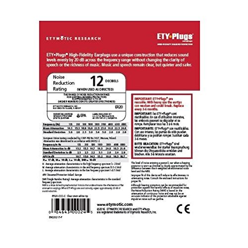 Etymotic ETYPlugs High Fidelity Earplugs Clear/White BigaMart