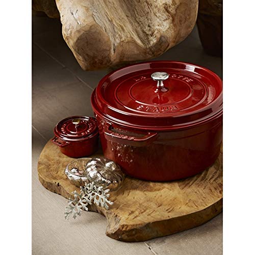 STAUB Cast Iron Roaster/Cocotte, Round, 26 cm, 5 L, Grenadine, 26cm - Image 2