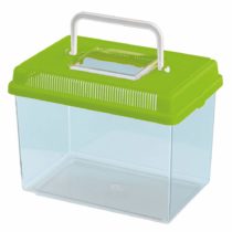 Ferplast Plastic Fish Aquarium GEO Medium Tank 2,5 L Small Animal Container Aquarium Terrarium Insects Turtles, Plastic, Ventilation Grills, Handle for Easy Transport, 23,2 x 15,3 x h 16,6 cm Green