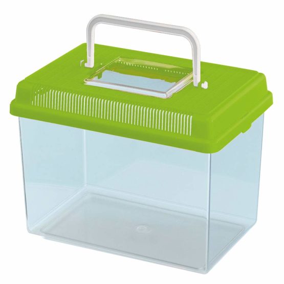 Ferplast Plastic Fish Aquarium GEO Medium Tank 2,5 L Small Animal Container Aquarium Terrarium Insects Turtles, Plastic, Ventilation Grills, Handle for Easy Transport, 23,2 x 15,3 x h 16,6 cm Green