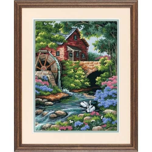 Dimensions Old Mill Cottage, Canvas, Multicoloured, 12 x 16 (30 x 41 cm), Multicolor, 12 inches by 16 inches