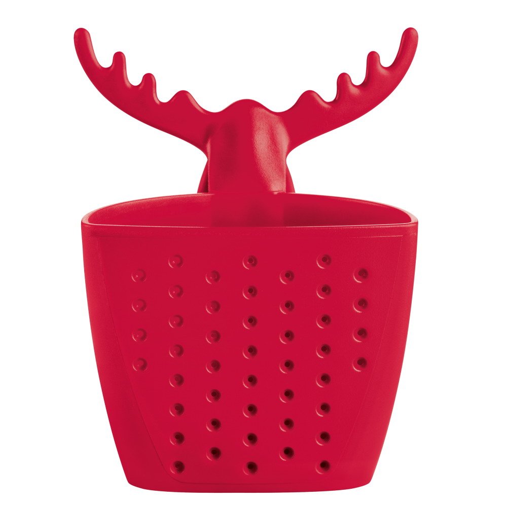 koziol Tea Strainer Rudolf, thermoplastic, Raspberry red, 6.6 x 7.3 x 9 cm, Solid Raspberry Red - Image 2