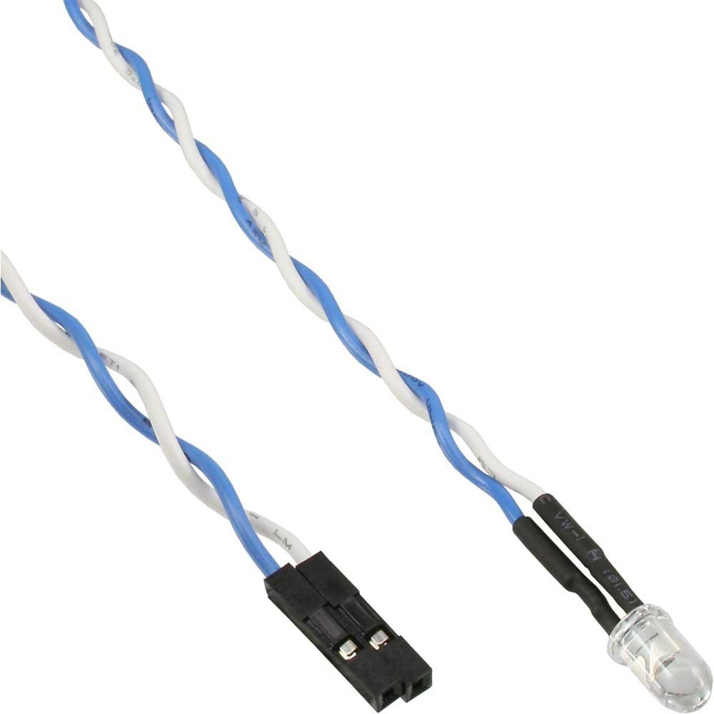 InLine 59910 A - LED Lamp (Black, Blue, Transparent, White, Blue, 5 mm, 5 mm, 900 mm), Negro, Azul, Transparente, Color Blanco, 0,8m
