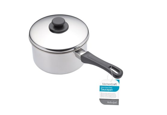KitchenCraft Extra Deep Induction Saucepan with Lid, 12cm Stainless Steel Pan - Image 2