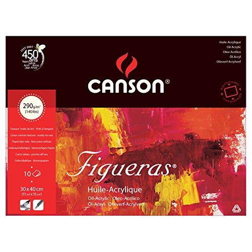 Canson Figueras Oil & Acrylic 290gsm paper block including 10 sheets ...