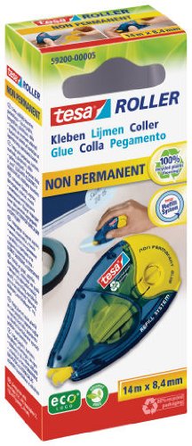 tesa 59200 Recycled and Eco Friendly Non-Permanent 8.4mm x 14m Glue Rollser (Pack of 5 Rolls), Red,White