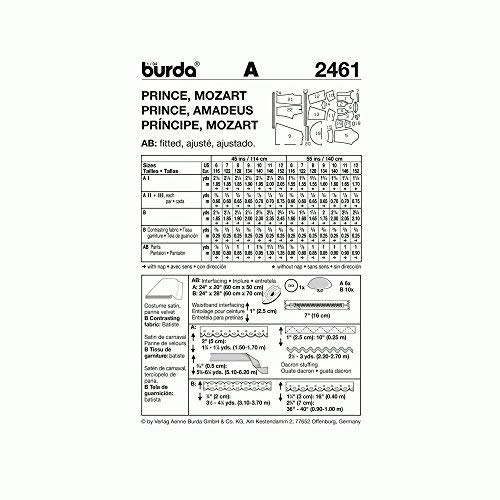 Burda Sewing pattern, Style, Prince & Mozart, 2461, 116-152 - Image 4