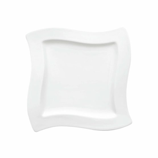Villeroy & Boch 1025252647 New Wave Square Breakfast Plate, 24 x 24 cm, Premium Porcelain, White