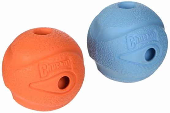 ChuckIt! The Whistler Ball, Durable High Bounce Rubber Dog Ball, Launcher Compatible, Orange & Blue, Medium, 2 Pack