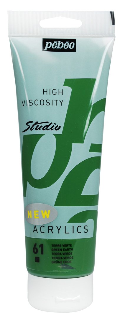 Pébéo High Viscosity Studio Acrylic Paint 250 ml Tube terre verte, Green Earth, 250 ml (Pack of 1)