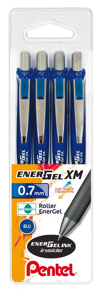 Pentel BL77 Roller Energel XM Click, 0.7, Blue, 1 count (Pack of 4)