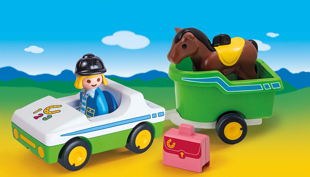 Playmobil 70181 1.2.3 Car with Horse Trailer, Fun Imaginative Role-Play, PlaySets Suitable for Children Ages 4+ - Image 2