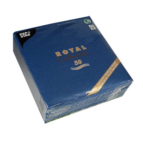 Papstar Royal Collection 11605 Serviettes with 1/4 Fold 40 x 40 cm Dark Blue Pack of 50, 40cm X 40 cm - Image 3