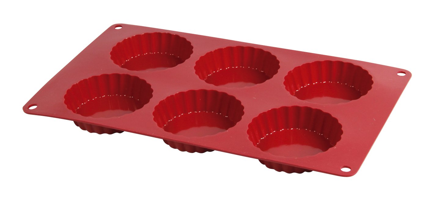 Crealys 512283 6-Hole Silicone Tartlet Mould 29 x 17 x 2 cm Candy Red