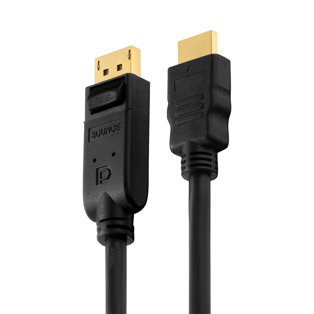 PureInstall PI5100-020 DisplayPort to HDMI Cable (DisplayPort Male (20pin) to HDMI-A Male (19pin)), Certified, 2 m, Black - Image 2