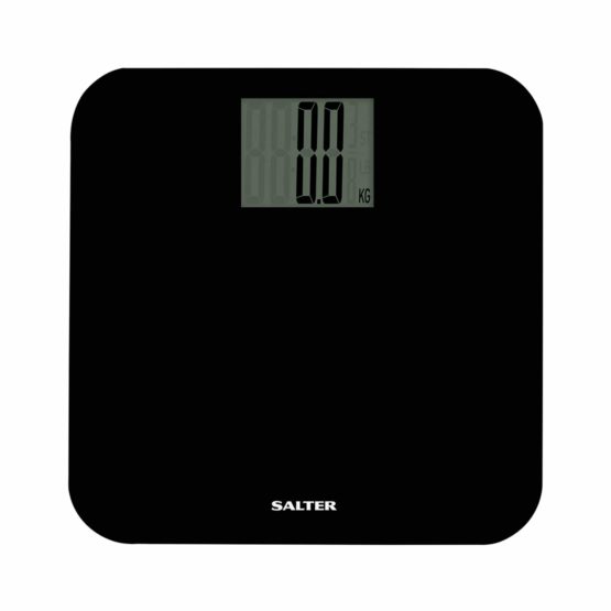 Salter Max Capacity 250 kg Digital Bathroom Scales – Easy Read Display, Large Platform for More Foot Room, Step-On for Instant Weight Reading, Carpet Feed for Accuracy on Uneven Floors - Black