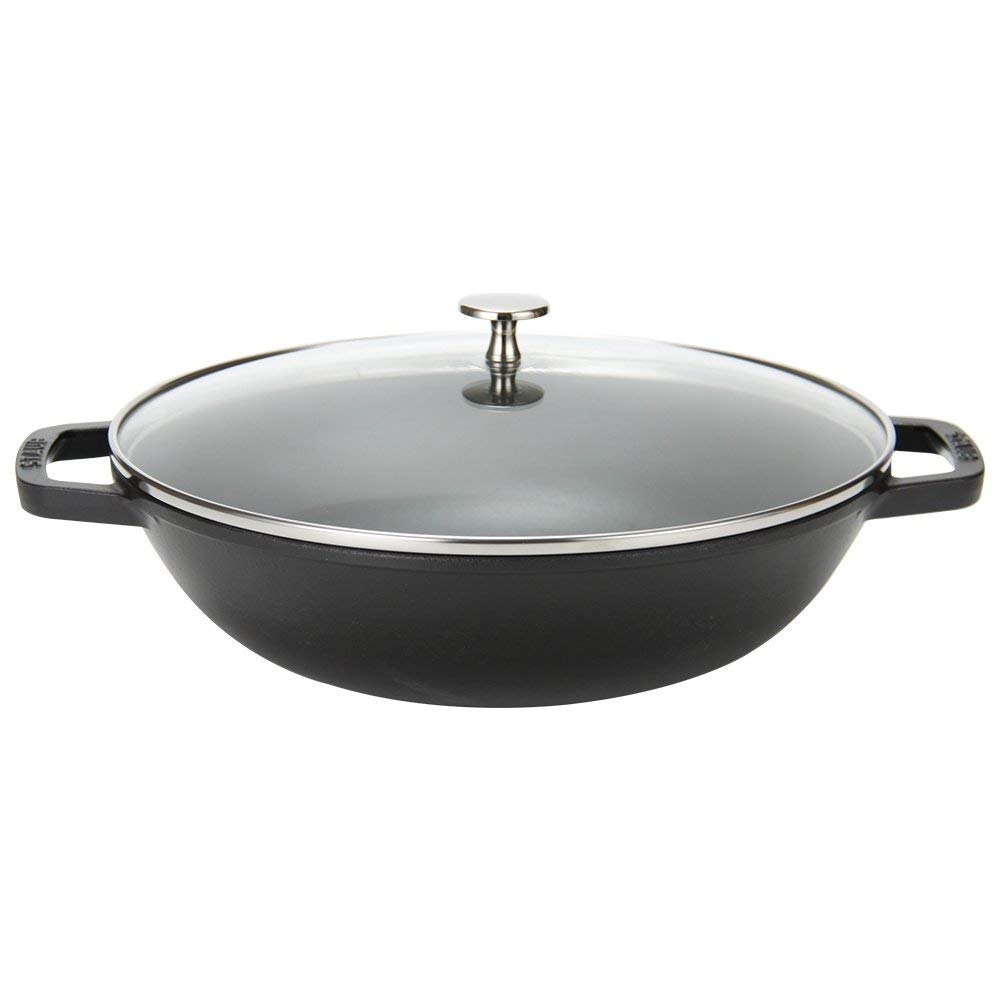 Staub Round Cast Iron Wok with Lid and Rack, 30 cm - Image 3