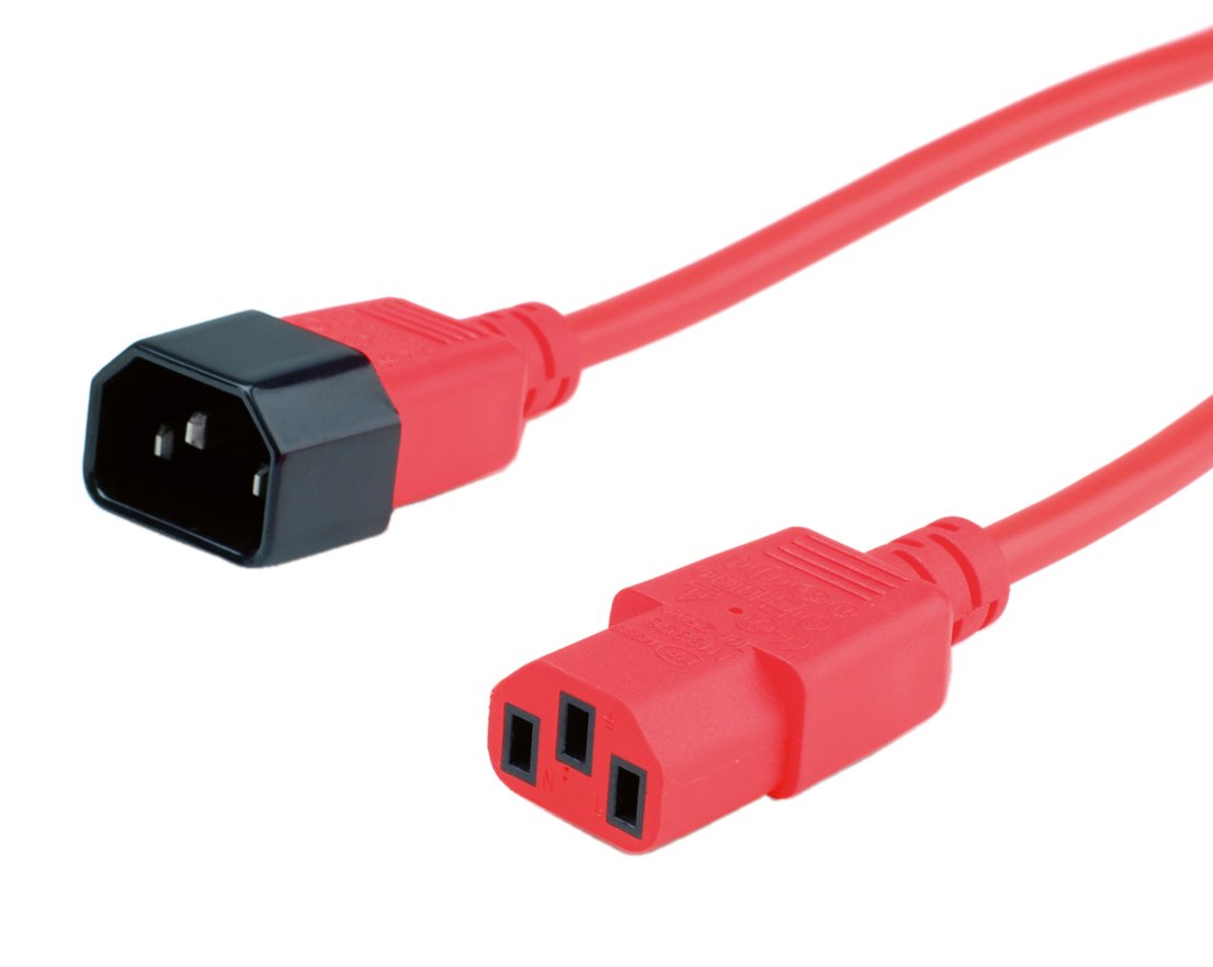 ROLINE power cable with IEC connector IEC320 C14 connector / C 13 connector Red 1,8 m, 1.8 m