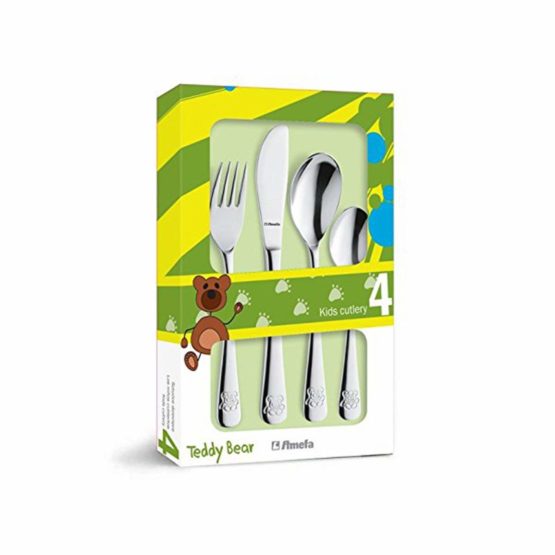 Amefa 43100G0006A40 Child's Cutlery 4-Piece in Gift Packaging Teddy Bear Design 18/10 Polished Stainless Steel - Image 3