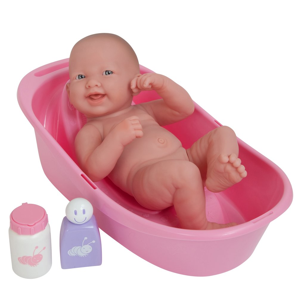 JC Toys 8 piece Layette Deluxe Bathtub Gift Set La Newborn, Bath Pink, 14" - Image 3