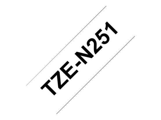 Brother TZe-N251 Labelling Tape Cassette, Black on White, 24mm (W) x 8M (L), Non-Laminated, Brother Genuine Supplies - Image 2