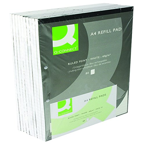 Q-Connect KF02227 Feint Ruled Headbound Refill Pad, White, 80 Pages, A4 (10 Pack)