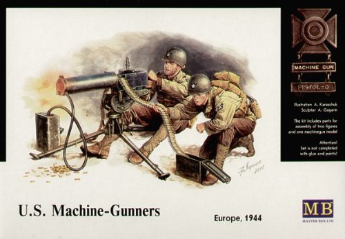 Masterbox 1:35 Scale U.S. Machine-Gunners Figure, 1.27 x 1.27 x 3.81 cm, Green, Brown, Grey, Small