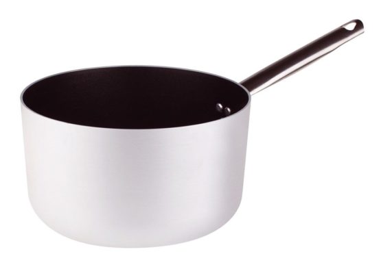 Pentole Agnelli Professional Aluminium Anti - Adherent 3 Mm. Deep Saucepan With Tubular Steel Handle, Diameter 18 Cm.