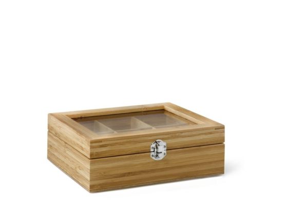 Bredemeijer Tea Box 9-compartments Bamboo whiteh Window, Brown, 279x220x71mm - Image 2