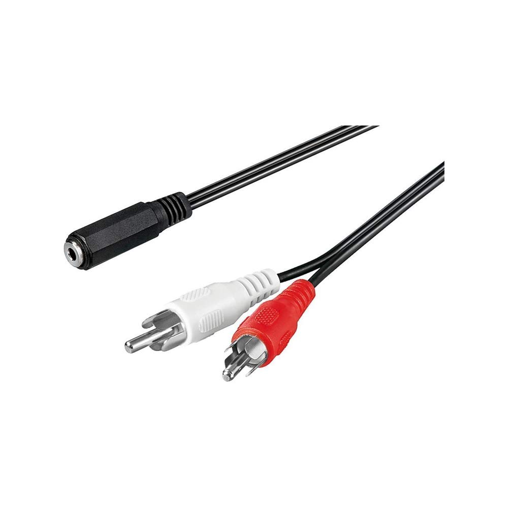 Goobay 50442 Audio Cable Adapter, 3.5 mm Female to RCA Male, Black, 1.4 m Cable Length